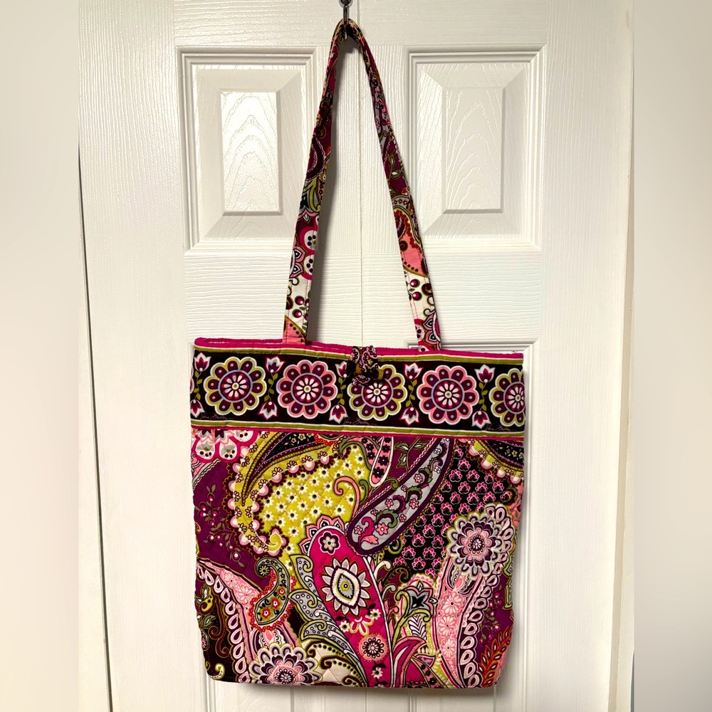 NWOT Vera Bradley Pink/Purple Floral Paisley Tote Bag - Picture 1 of 4